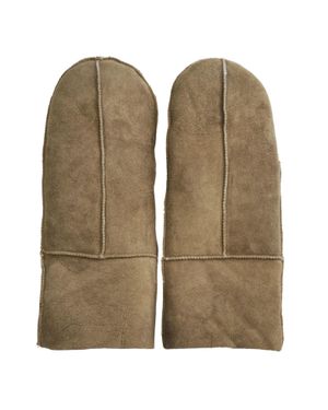 Infinity Leather Damen-Fäustlinge Aus Echtem Wildleder Und Schaffell, Hellbraun, Warme Handschuhe - Grün