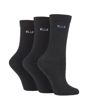 Elle 3Er-Pack Damen Einfarbige Baumwollsocken - Schwarz
