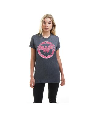Dc Comics Wonder Emblem T-Shirt Für Damen, Dunkel Meliert - Blau