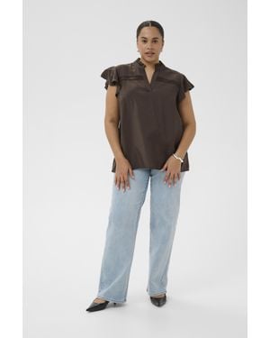 Kaffe Kurzarm-Bluse Kcronja Kurzarm-Bluse Regular Fit - Braun