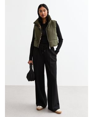 Gini London Kontrast Tier Gepolstert Crop Gilet - Schwarz