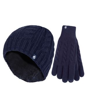 Heat Holders Damen Fleecegefüttertes Thermohut- Und Handschuhset Für Den Winter - Blau