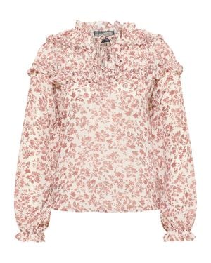 Dreimaster Rüschenbluse Damen Weiss Rost - Pink