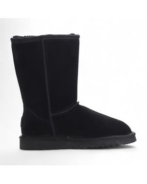 Infinity Leather Damen Winterstiefeletten Aus Echtem Schaffell, Wildleder, Zum Hineinschlüpfen – Dämmerung - Schwarz