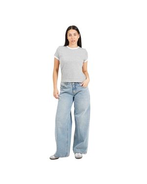 Brave Soul T-Shirt Für Herren/Damen Ringer-Stil, Regulär /Weiß) - Blau