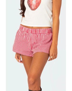 Everyday the Label Damen Karierte Shorts Mit Elastischem Bund - Rot