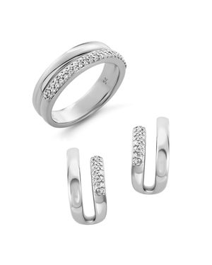 Orphelia 'Emily' Damen 925 Sterling Set: Ohrringe + Ring - Mettallic