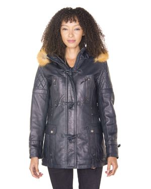 Infinity Leather Damen-Parkajacke Aus Gestepptem Leder – Brüssel - Grau