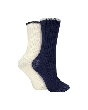 Wildfeet 2Er Pack Damen Socken Mit Kabelstrick An Ferse Und Spitze - Blau