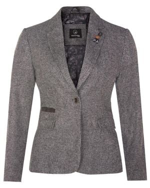 TruClothing Damen-Blazer Aus Tweed Im 1920Er-Jahre-Stil Mit Fischgrätenmuster - Grau