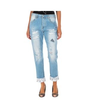 Met Lange Denim-Hose Mit Geradem Saum 10Dbf0667 Frau - Blau