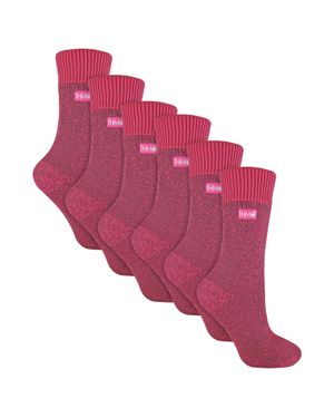 THMO 6 Paar Damen Weiche Atmungsaktive Thermosocken - Pink