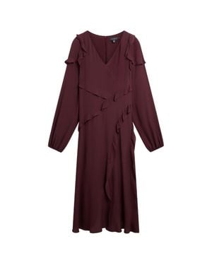 Ted Baker Langarm-Midikleid Mit Rüschenbesatz - Lila