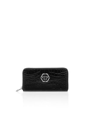 Philipp Plein Mid-Zip Brieftasche - Schwarz