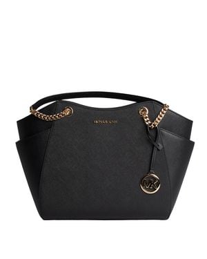 Michael Kors Jet Set Reise Große Leder Schultertasche 35F4Stve3V Für Frauen - Schwarz