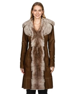 Infinity Leather Damen Trenchcoat Aus Toskanischem Schafveloursleder, Modell Beaver Tan Toscana - Braun