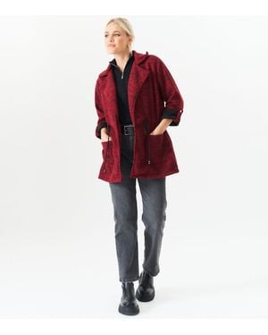 Gini London Burgunderrote Jacke Mit Verstellbarer Taille Und Aufrollbaren Ärmeln