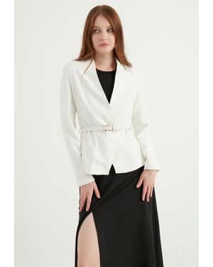 Herita Jacke Mit Gürteldetail - Weiß