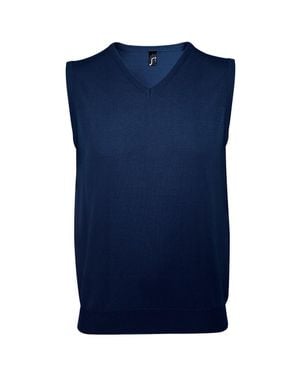 Sol's Sleeveless V Neck Sweater Vest - Blau
