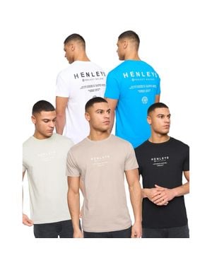 Henleys "Henstack" T-Shirt Für Herren(5Er-Pack) (Bunt) - Blau
