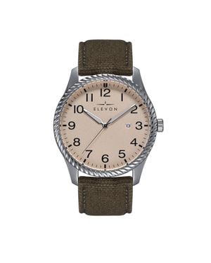 Elevon Watches Montre Crosswind Avec Bracelet En Cuir Recouvert De Toile Et Date - Grau