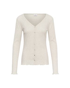 Saint Tropez Jersey-Cardigan Grusz Jersey-Cardigan Fitted - Weiß