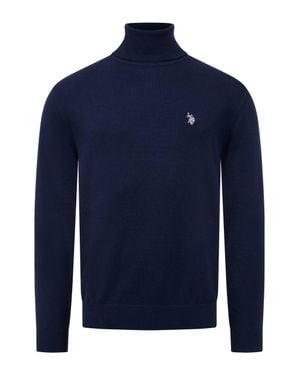 U.S. POLO ASSN. Herren Rollkragenpullover – 100% Baumwolle Mit Logo-Stickerei - Blau