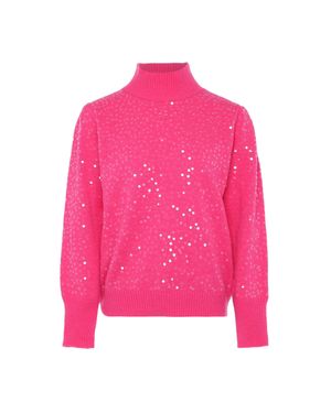 faina Strickpullover Mit Pailletten Damen - Pink
