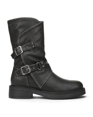 Blowfish Damen Halbhohe Bikerstiefel Aus Schwarzem Kunstleder