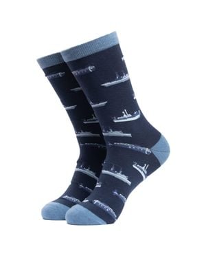 Soctopus Fahrzeugmuster Neuheiten Baumwollsocken - Blau