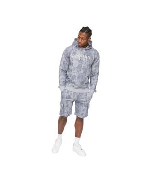 Crosshatch "Bardon" Cargo-Shorts Für Herren (Helles Stahlgrau Tarnmuster) - Blau