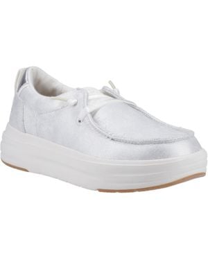 HEYDUDE Wendy Nova Shimmer Polyester Damen Schneewittchen Mokassinschuhe - Weiß