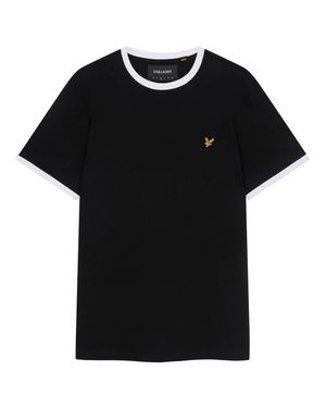 Lyle & Scott Marken-T-Shirt Mit Schwarzem Ringer-Muster