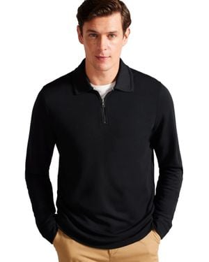 Ted Baker Langärmliges Poloshirt Für Herren - Schwarz