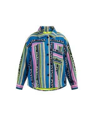 myMo Hemdjacke Damen Mehrfarbig Neongrün - Blau