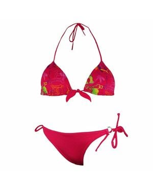 PUMA Style Cats Damen Triangel-Bikini Mit Bindebändern - Rot