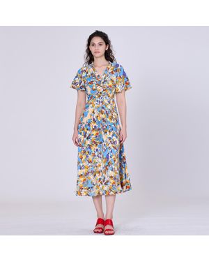 Smart & Joy Midi-Wickelkleid Mit Abstraktem Print - Weiß