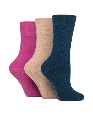 Gentle Grip 3Er Pack Damen Woll-Stiefelsocken Warm Gepolsterte Wandersocken - Blau
