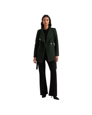 Ted Baker Ross Kurzer Wollmantel Mit Gürtel, Dunkelgrün - Schwarz