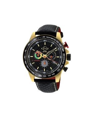 Gv2 9922 Herren Scuderia Schweizer Quarz Multifunktions-Chrono-Lederuhr - Schwarz