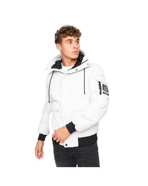 Crosshatch "Milwaka" Bomberjacke Für Herren (Grau/Rosa) - Weiß