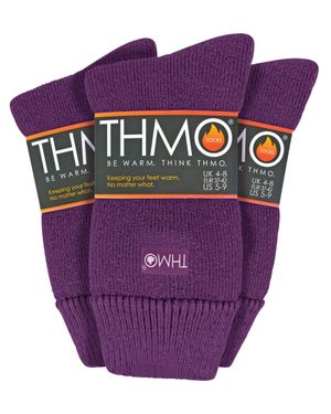 THMO 3Er-Pack Multipack Damen Dicke Winter Warme Socken Mit Comfort Top - Lila