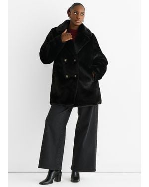 Gini London Schwarze Kunstpelz-Langstrumpfjacke Mit Zwei Brüsten