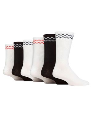 Wildfeet 6Er Pack Herrensocken Weiß Mit Streifen