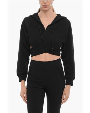 Ambush Einfarbiger, Kurzer Hoodie Zum Wickeln - Schwarz