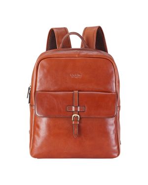 Infinity Leather Echtleder Braun Vintage Laptop Rucksack Reisetasche - Rot