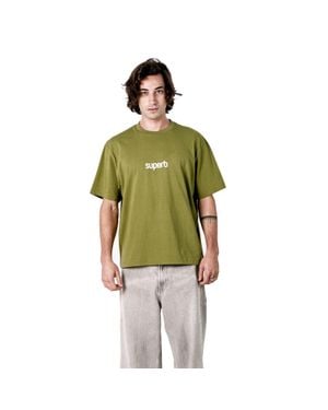 Superb Herren Oversized Baumwoll Kurzarm T-Shirt Little Core Puffy Sprb3500 - Grün