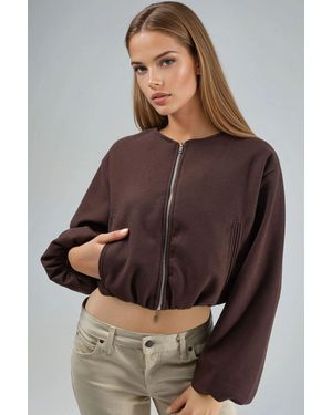 Busem Crop-Gabardine-Jacke Mit Reißverschluss Und Tasche - Braun