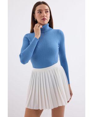 Bigdart Strukturiertes Langarmshirt Mit Rollkragen - Blau