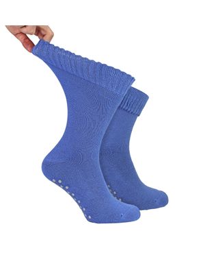Dr.Socks Herren Extra Breite Winterbett Socken Mit Griffen - Blau
